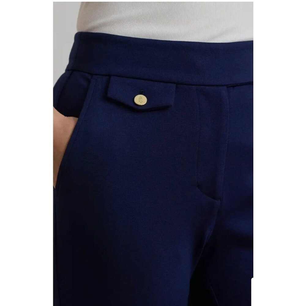 Lauren Ralph Lauren Women's Ponte Ankle Straight Leg Pants Navy Blue Size L - Picture 3 of 14